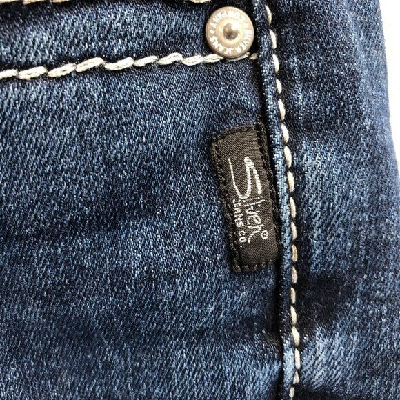 Silver Jeans Women's Suki Capri Jeans Size 26 Blue Denim Cropped Casual Y2K - Picture 3 of 14